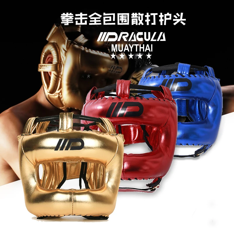 Dracula Microfiber Leather Boxing Helmet Full Surround Head Protector Adult Professional MMA Muay Thai Taekwondo Protective Gear