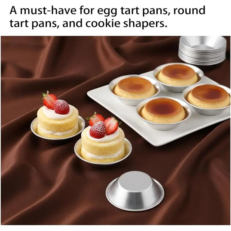 A44Z-50 Pack Egg Tart Mold Mini Pie Muffin Cupcake Pans Aluminum Non-Stick Baking Cups For Pies Cakes