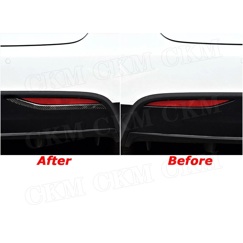 Carbon Fiber Car Rear Reflector Fog Lamp Trim Strip Frame Garnish Stickers For Tesla Model X 2015-2019 Auto Car Styling