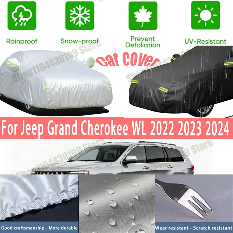 

For Jeep Grand Cherokee WL 2022-024 Outdoor Waterproof Snowproof Sunshade Car Cover 210T Custom Protection Storm Hood