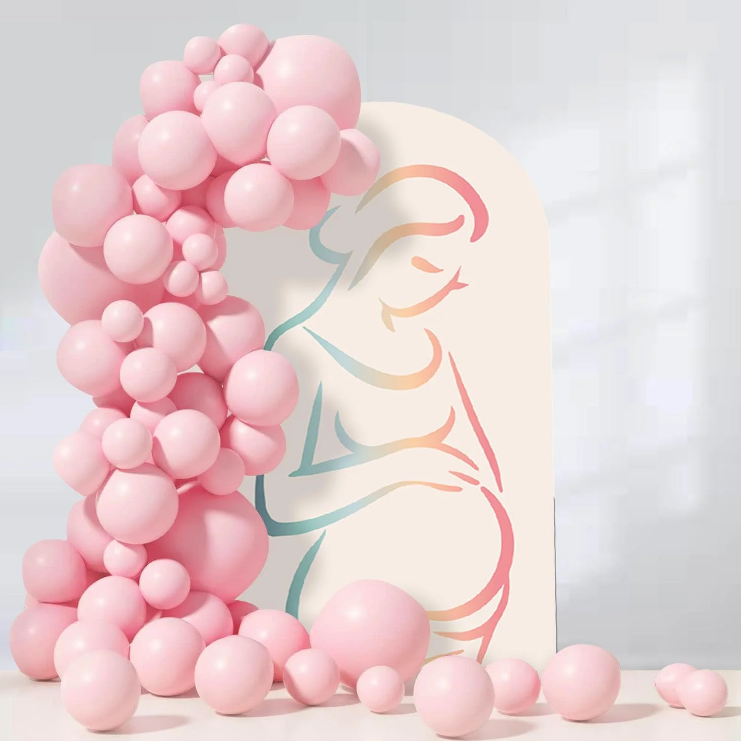 المرأة الحامل صورة ظلية غطاء قوس صورة خلفية استحمام الطفل على الوجهين التصوير خلفية غطاء استوديو الصور