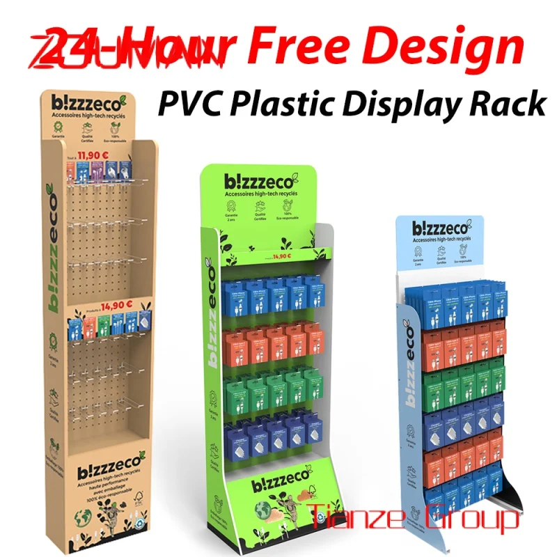 Custom , Custom pvc Plastic Display Shelf Rack PVC Floor Display Stand Carton Paper Design