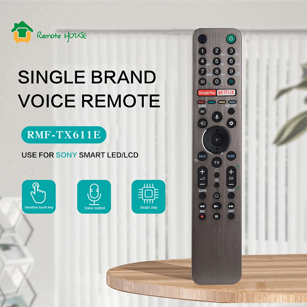 

RMF-TX611E Voice TV Remote Voice TV Remote Backlight Replacement for Sony 4K HDTV KD-55XH9505 KD-75XH9505 RMF-TX621E Aluminium