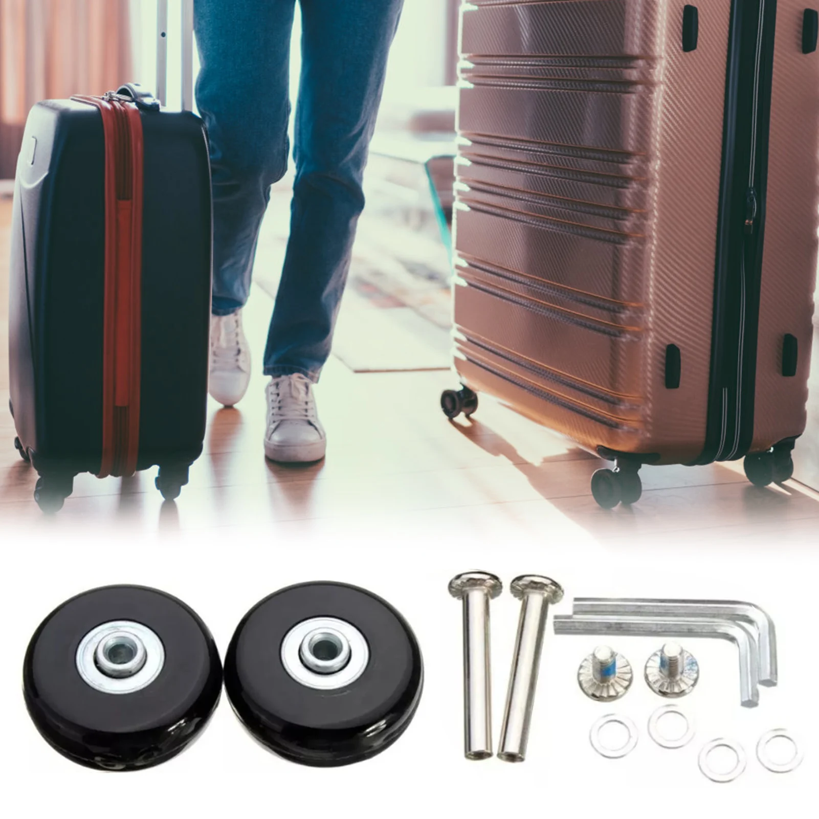 4pcs Suitcase Replacement Wheels Universal Luggage Wheel Replacement for Suitcase Trolley Skate