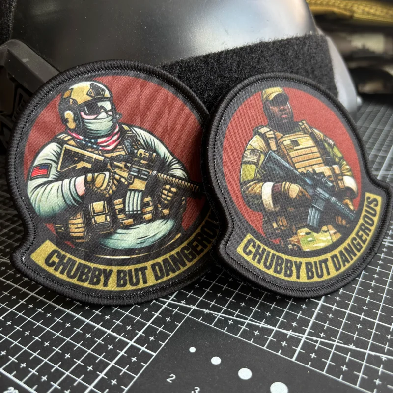 Chubby But Dangerous Tactical Badge Army Infantry Patch Printing Hook and Loop Soldier Morale Armband Military Backpack Sticker — zdjęcie 3