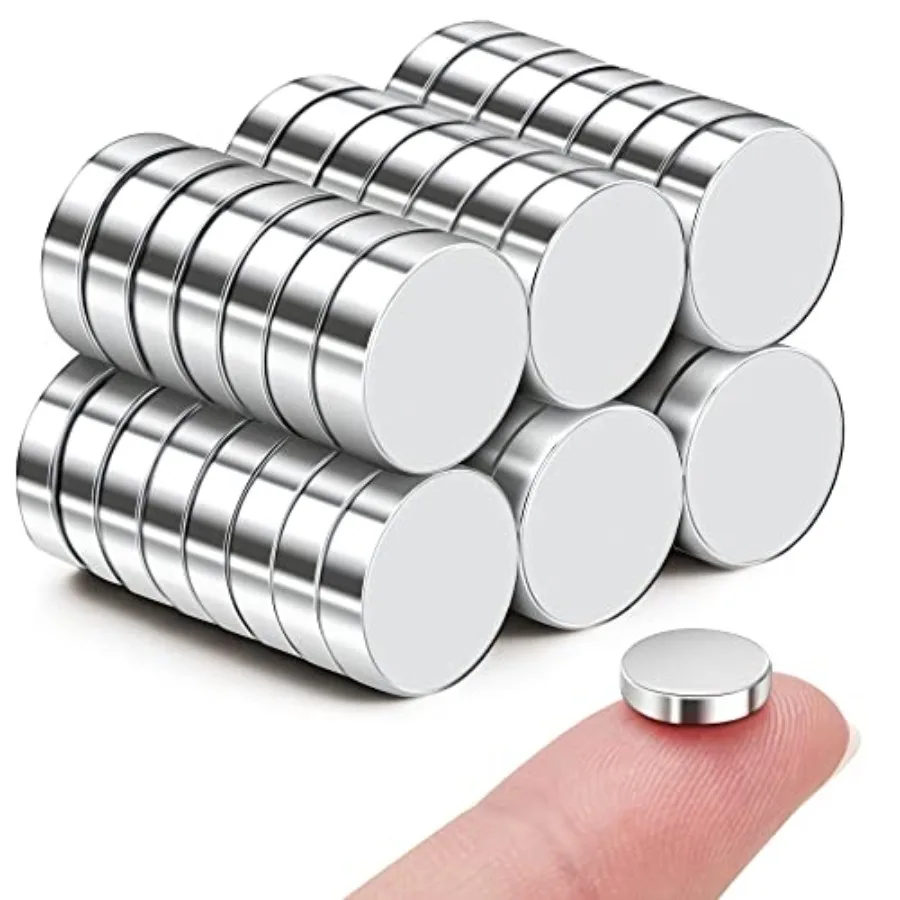 45 Pcs Refrigerator Magnets, 10x2.6mm Small Fridge Magnets, Silver | Multi-Use Premium Neodymium Office Magnets for Fridge,board