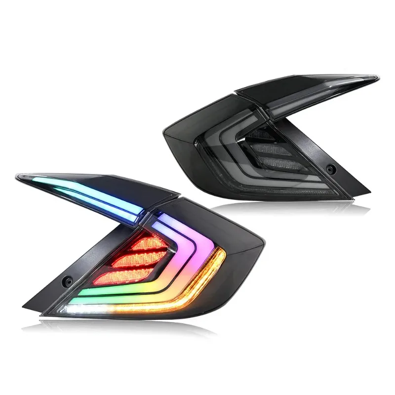 

For Honda Civic Sedan 2016-2021 LED Tail Lights Pair, RGB Dynamic Sequential Rear Lamps with Black Housing