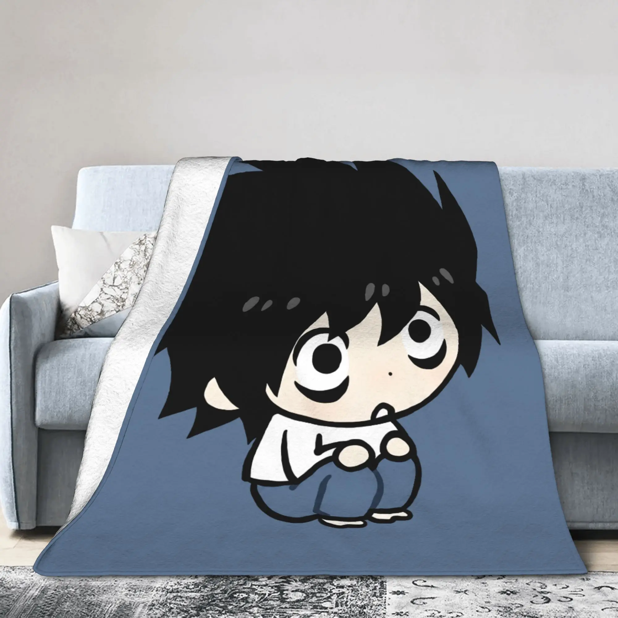 Anime L Lawliet Blankets Fleece  Winter  Portable Super Soft Throw Blankets for Bedding Outdoor Quilt