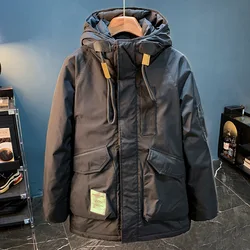 Chaqueta de plumón resistente al frío para montañismo al aire libre para hombre, ropa de abrigo informal para deportes de invierno, ropa de trabajo cálida con capucha, chaqueta de concha 2024