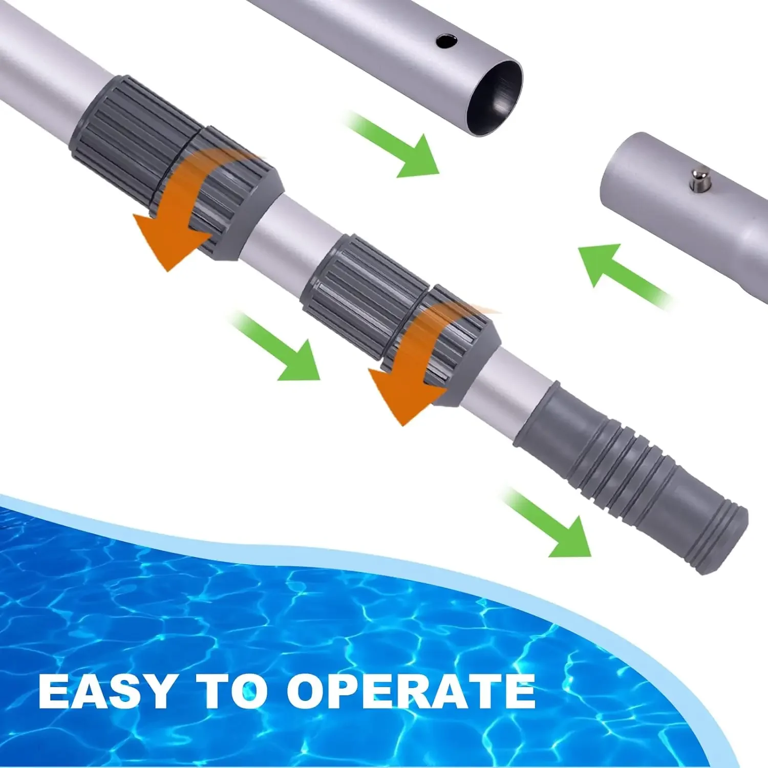 حار بيع جودة بركة القطب - المهنية 15 قدم تصغير أقطاب تنظيف حمام السباحة، قابل للتعديل قطب تلسكوبي، ل Skim #5