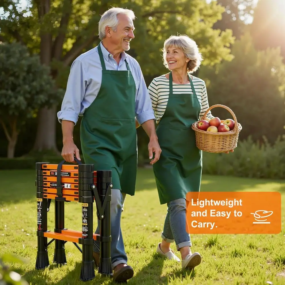 Składany stołek z poręczą bezpieczeństwa, szerokim antypoślizgowym pedałem, grubymi gumowymi nóżkami, lekki, wytrzymały, składany i przenośny, 33