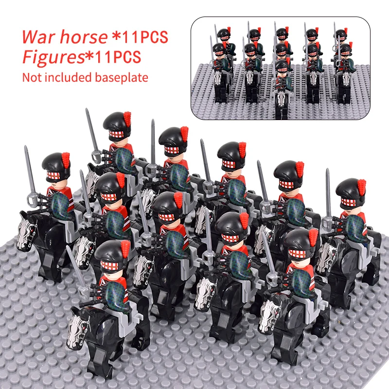 WW2 Military French Dragoon British Soldiers Cavalry Knights Figures Army Scottish Fuisiler Building Blocks Weapons Brick Toys