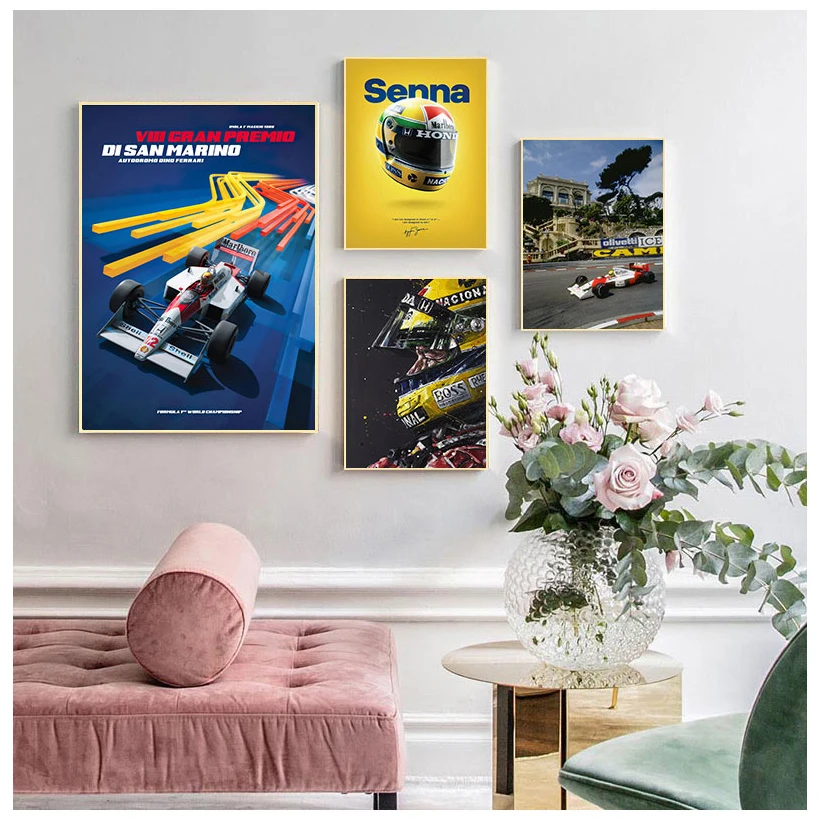 Ayrton Senna F1 Formula Legend Star Champion Race Car Poster Wall Art Canvas Prints Vintage Painting For Home Room Decor