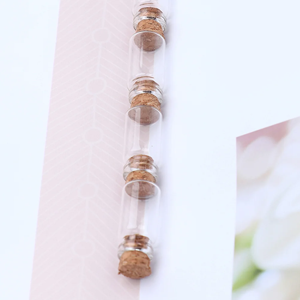 

50PCS Mini Glass Bottles Cork Stoppers Transparent Wish Jars Message Wedding Party Decorations Sand Ribbon Gemstones