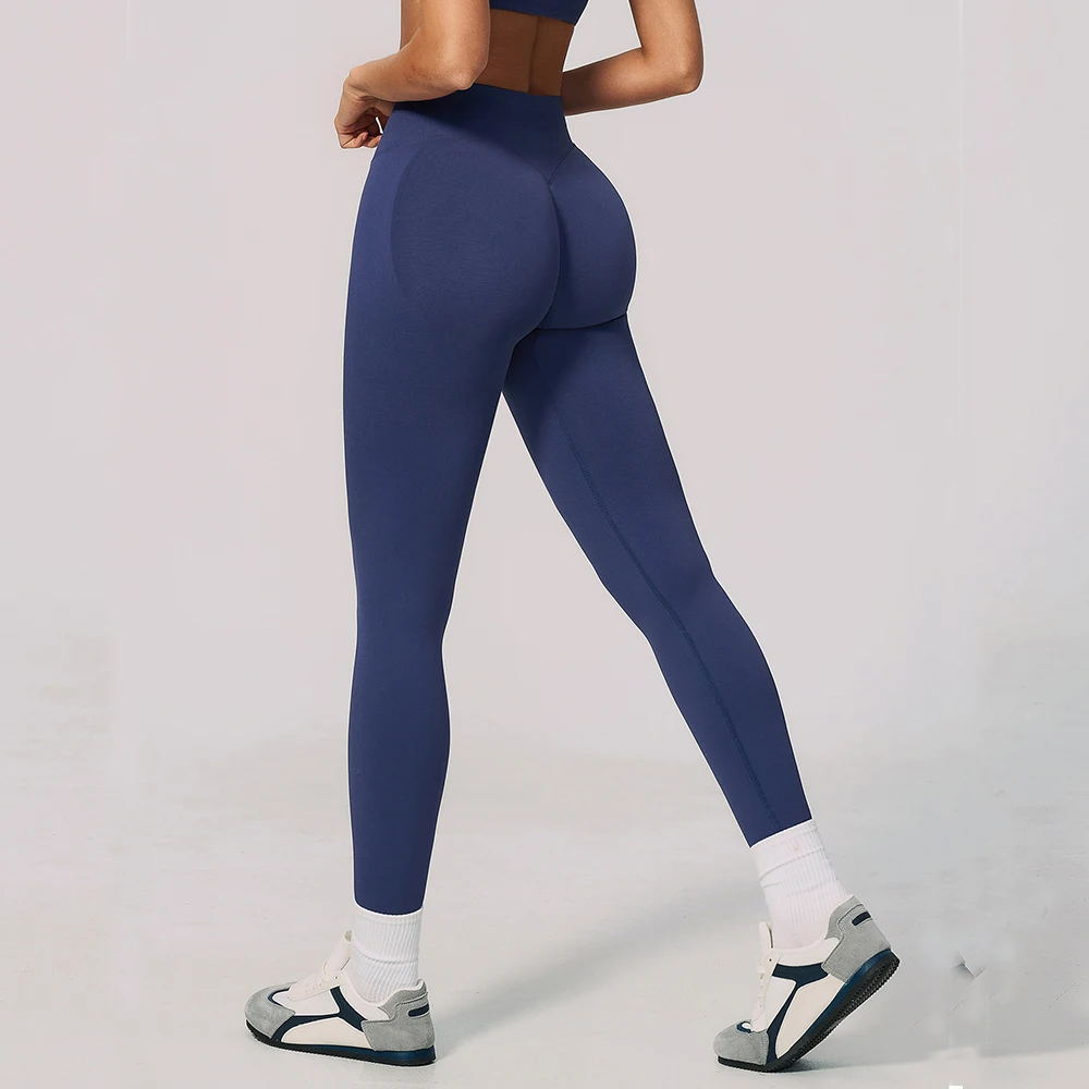 Women Seamless Knit High Waist Scrunch Butt Lycra Yoga Leggings Stretch Full Pants Gym Pilates Running Workout Fitness Athletic