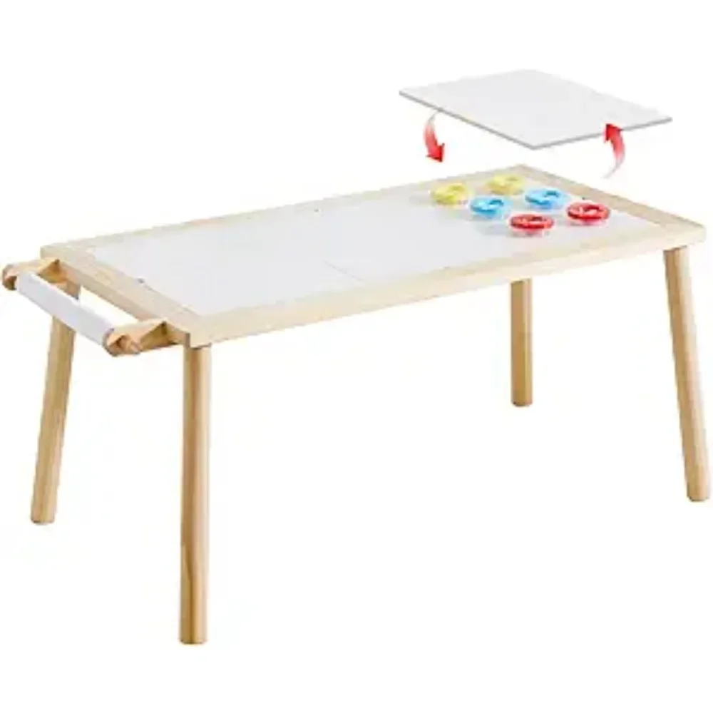 5-in-1-Kindertisch, Spielsand-Sensortisch für den Innenbereich, Kunsttisch für Kinder, Zeichentisch mit Papierrolle und Farbbechern