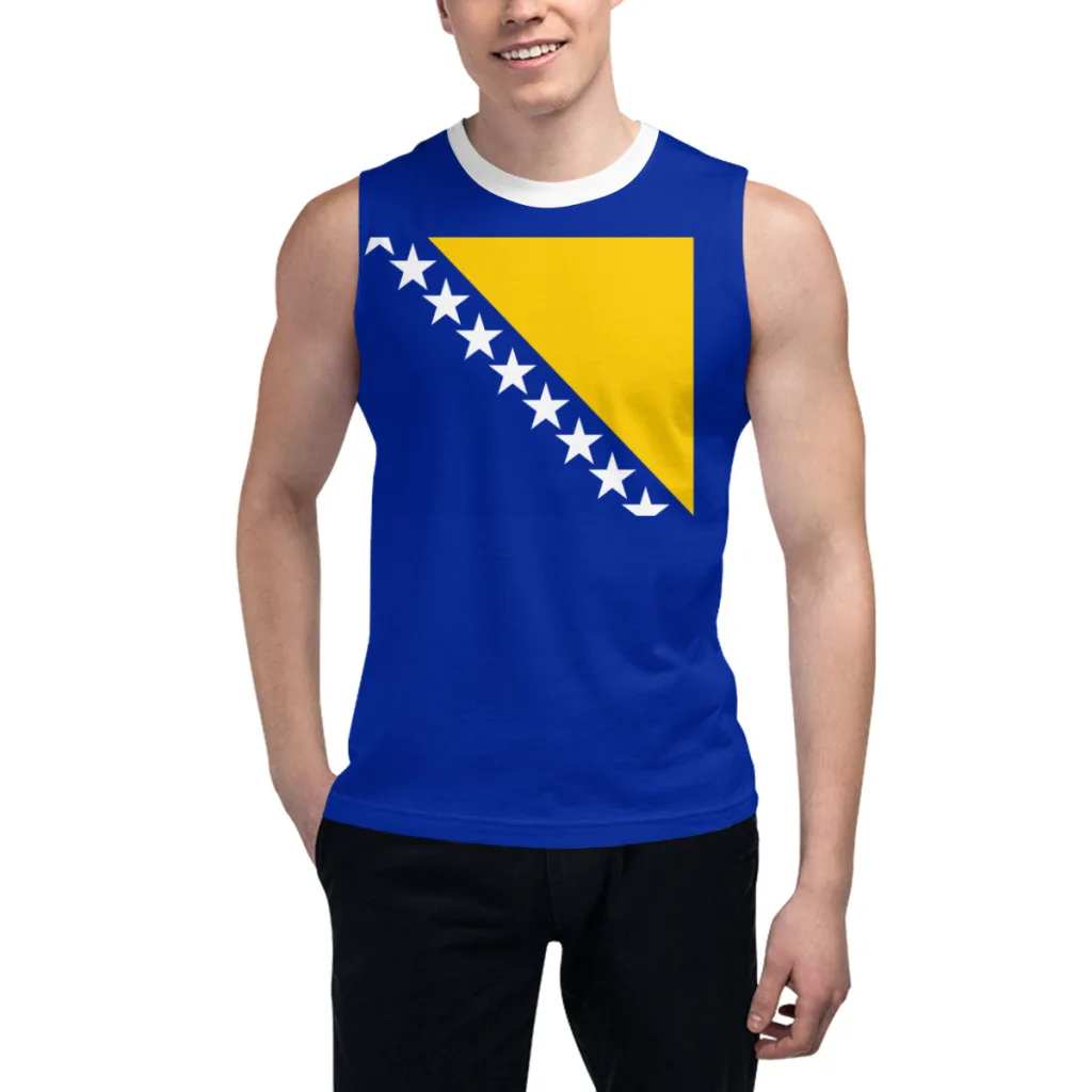 Sleeveless T-shirt Bosnia and Herzegovina Flag 3D Men's Boys Tshirt Gyms Tank Tops Fitness Joggers Basketball Training Vest