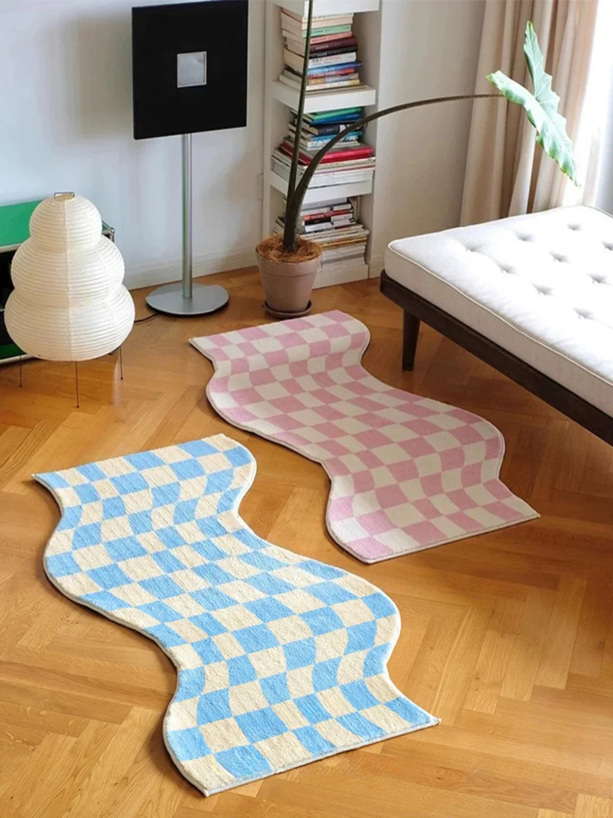 Special Shaped Wave Plaid Carpet Creative Decorative Rugs Funny Corridor Sofa Edge Rug Machine Washable Bedroom Carpets Alfombra