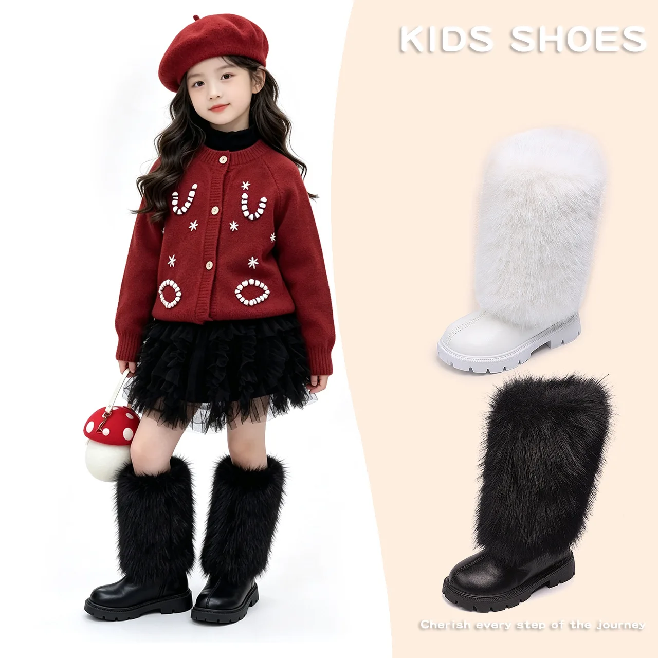 Girls' Snow Boots 2026new British Style Warm and Fashionable Height Increasing Winter Anti Slip High Top Plush Performance Boots