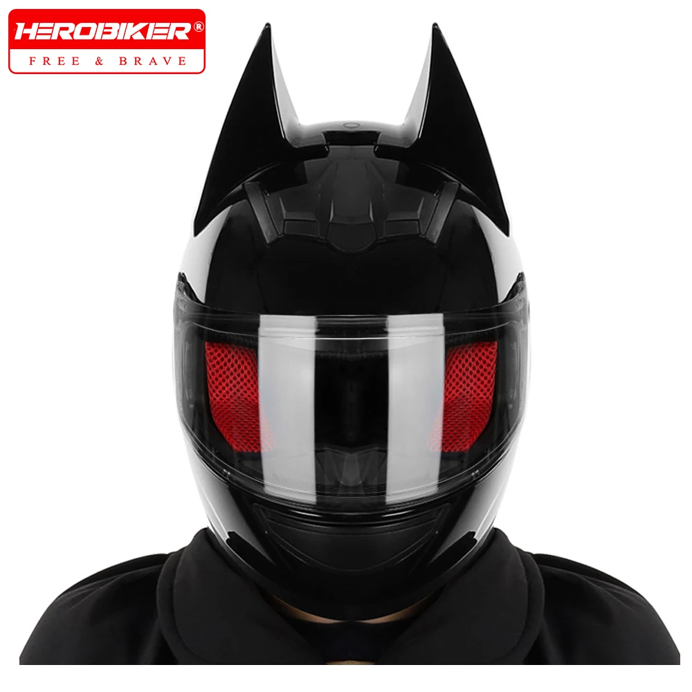 

Motorcycle Helmet Bat Ears Full Face Motorcross Racing MotorBike Dot Certification Safety Moto Helmets For Man Detachable Horns