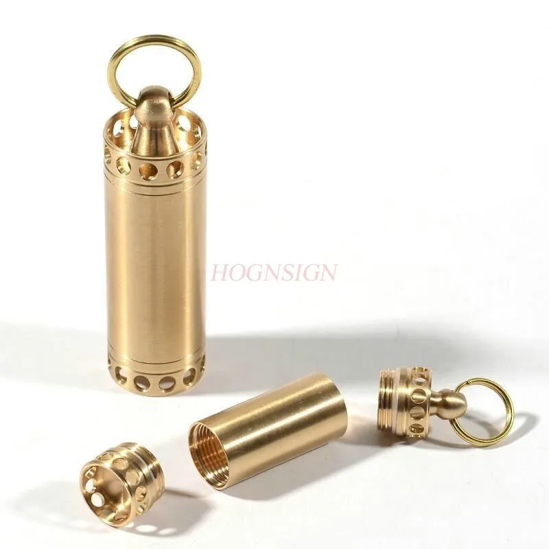 Creative brass lantern shaped waterproof compartment, portable cylinder, sealed jar, small medicine box for portable storage