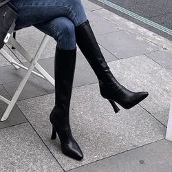 Winter Women Long Boots Fashion Thin Hig Heel Knee High Booties Ladies Black Brown Sexy Woman Knight Boats botas de mujer