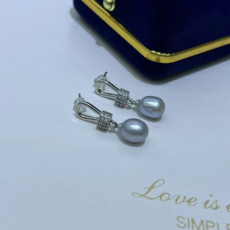 

New 925 Silver Earrings with Synthetic 11mm Gold Pearl Studs, Fashionable Vintage Style