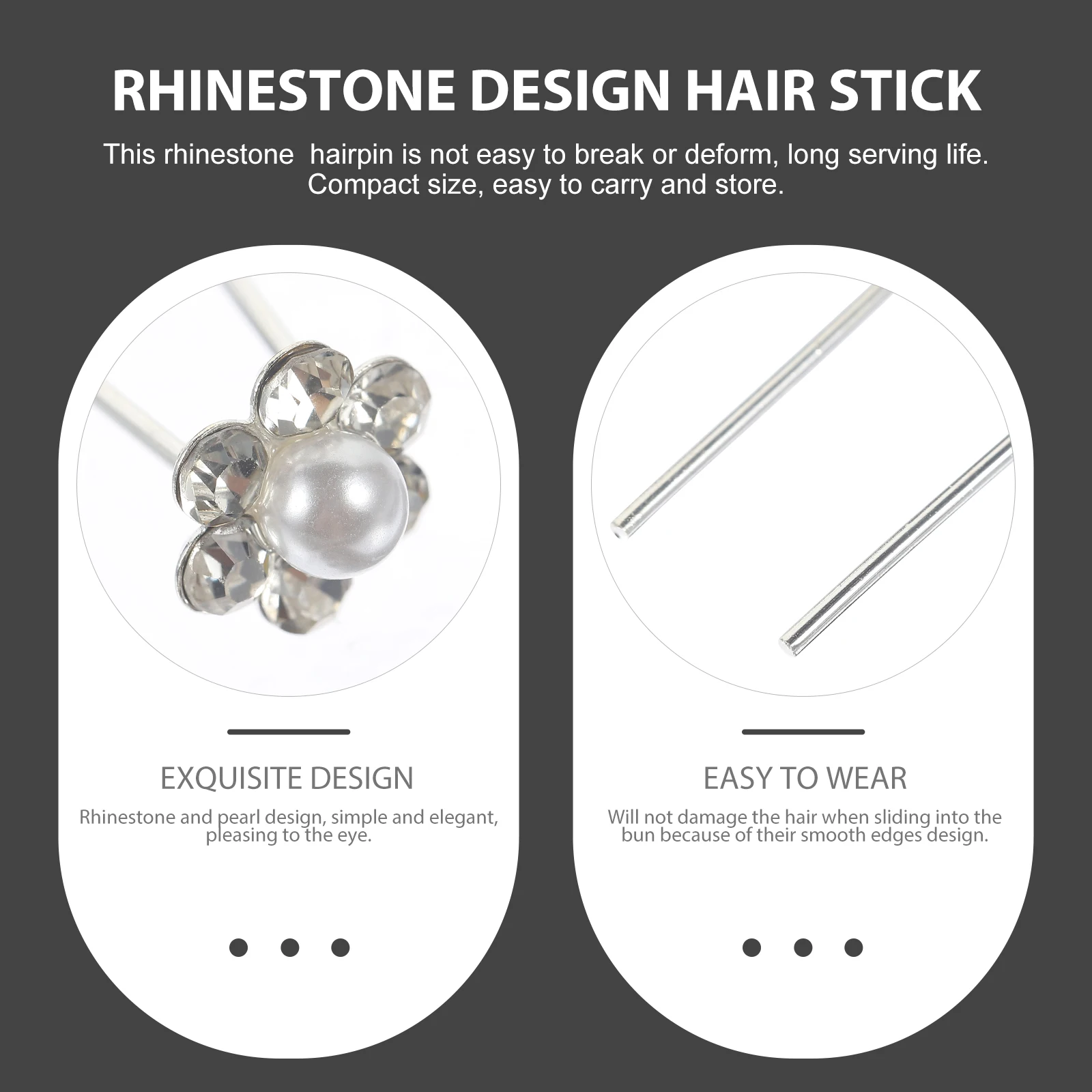 

20pcs Pearl Flower Accessories Rhinestone Hairpins Zinc Alloy Elegant Updo Sticks For Women Long Hair Chignon Bun Holders