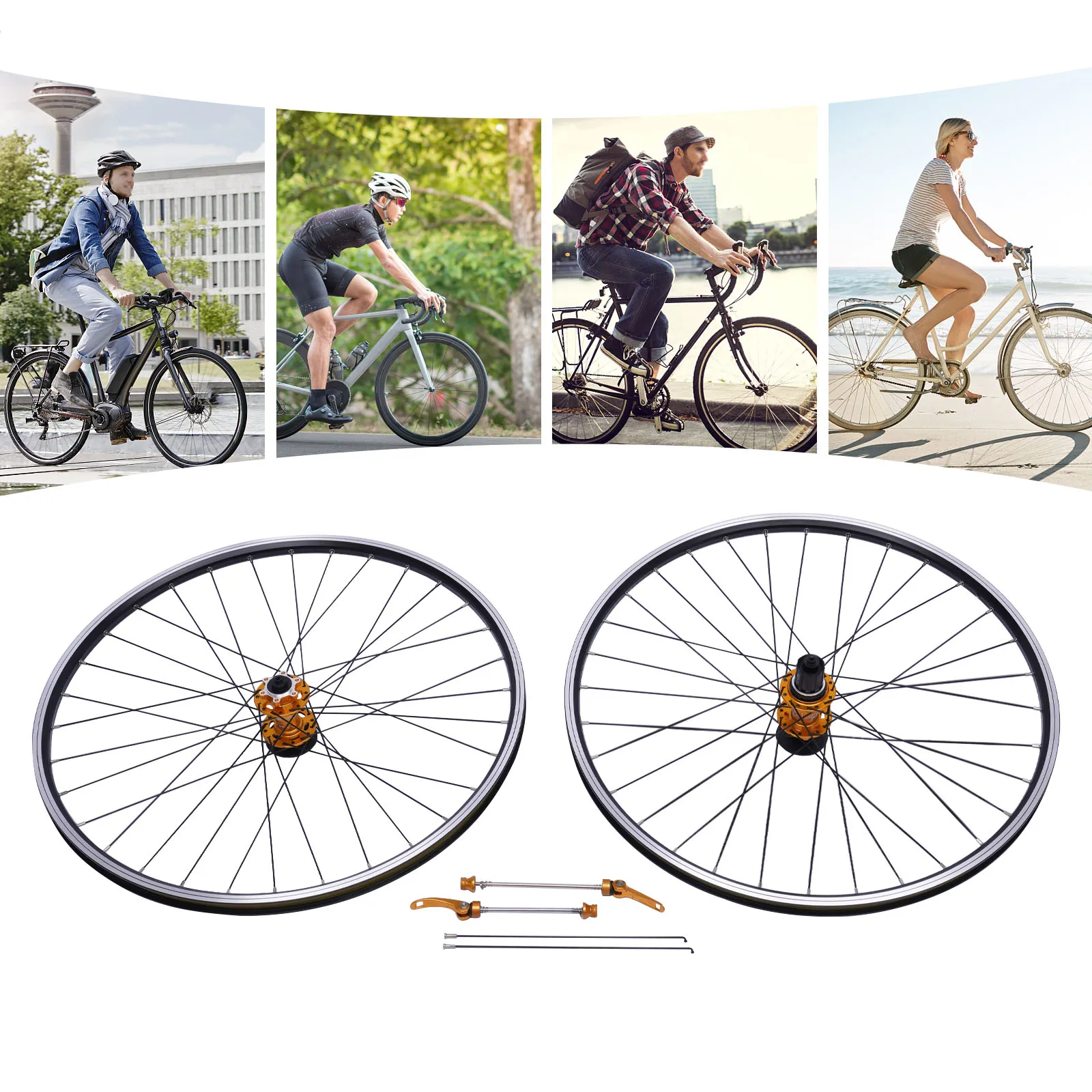 

Колесный комплект для горного велосипеда 27,5 дюймов | Высокопрочные диски для дисковых тормозов из алюминиевого сплава | Передние и задние колеса для горного велосипеда с быстросъемным креплением, черные