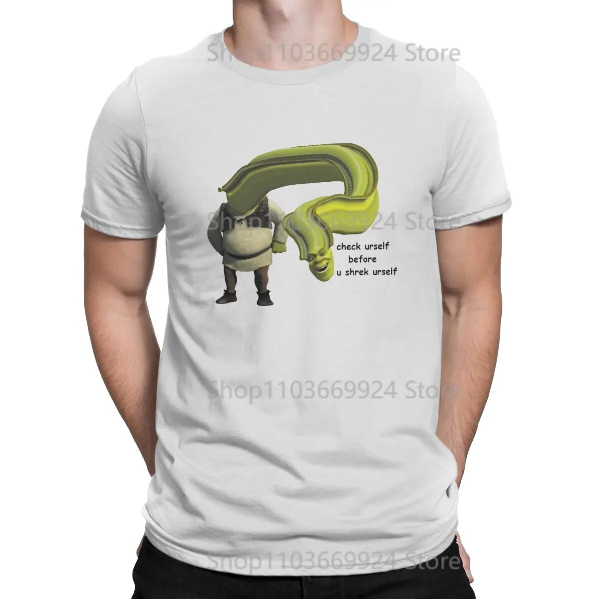 Shrek Cartoon Movie Yourself Before You Wreck Yourself T Shirt Harajuku Graphic Men\'s Tshirt Polyester Men Clothing