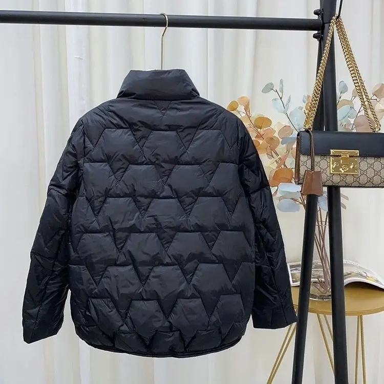 سترة قصيرة خفيفة للأسفل فضفاضة بياقة واقفة موضة الشتاء سترة نسائية خفيفة ورقيقة #2