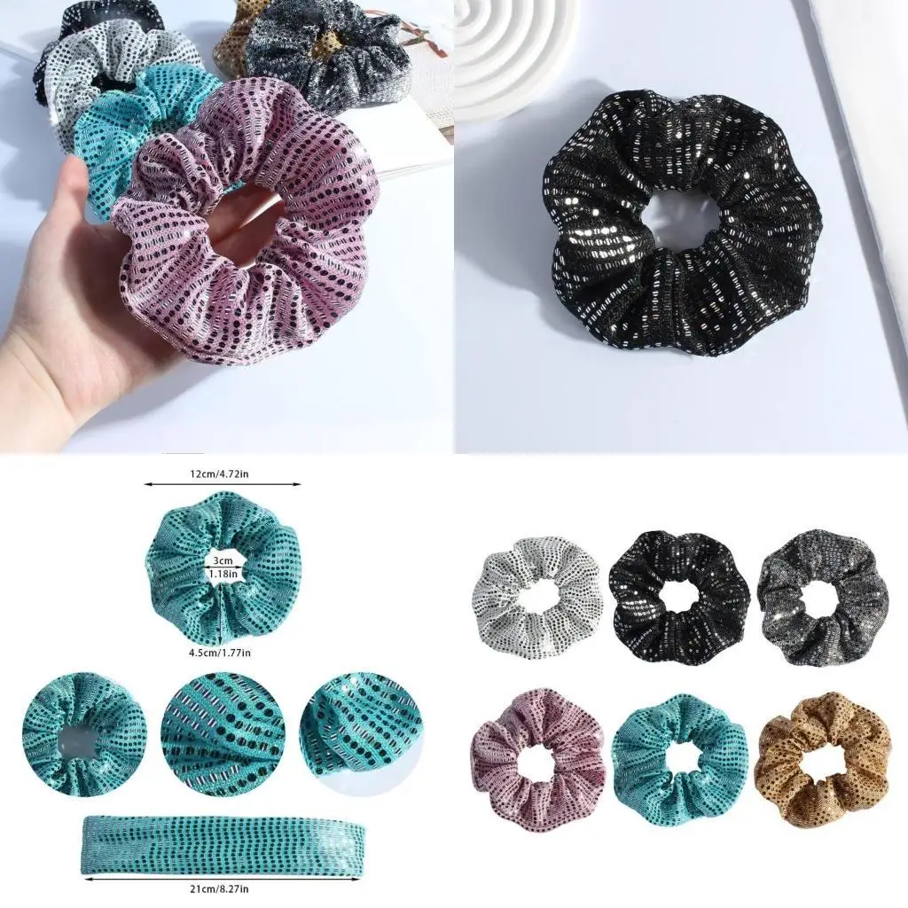 

39BB Delicate Sequined Hair Scrunchie Elastic Hairband for Sweet Fashion Statement