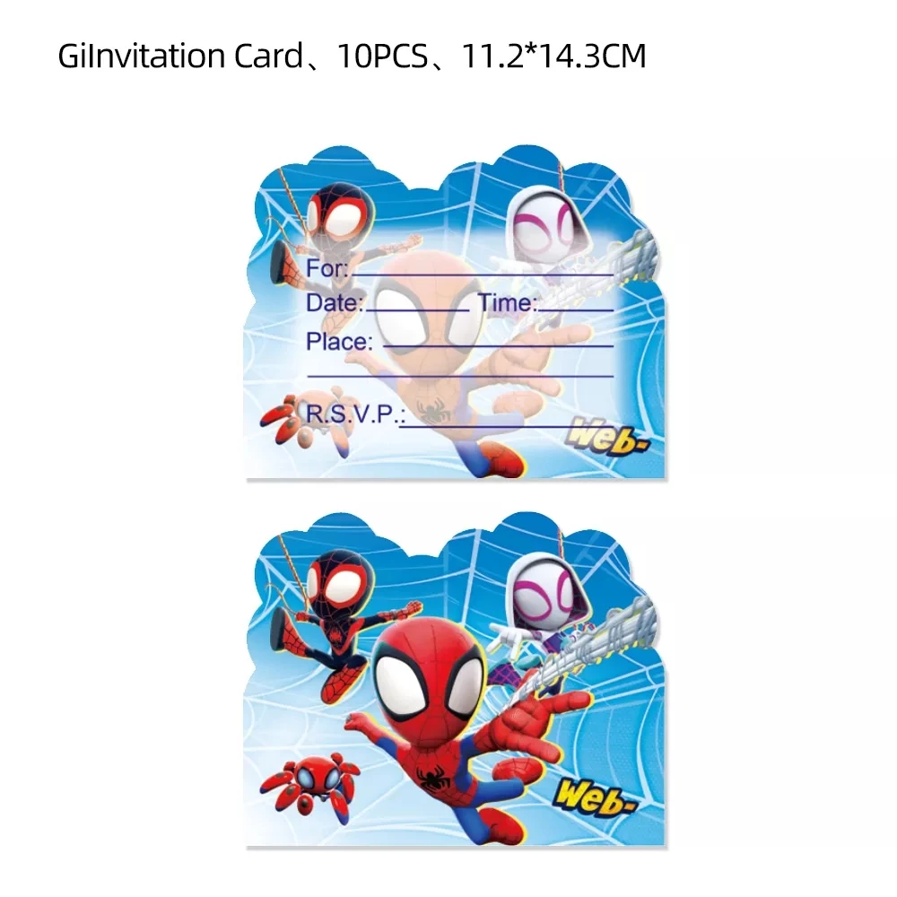 Disney-Avengers Theme Invitation Card, Mini Cartão, Tipo de Página Única, Evento Spiderman, Fontes do partido de aniversário, 10pcs