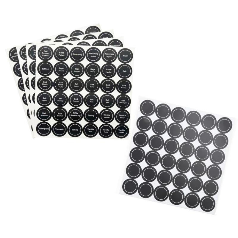 180pcs Kitchen Jar Labels Spice Jar Stickers Reprinted Black Label Waterproof Reusable for Organizing Cooking Ingredient