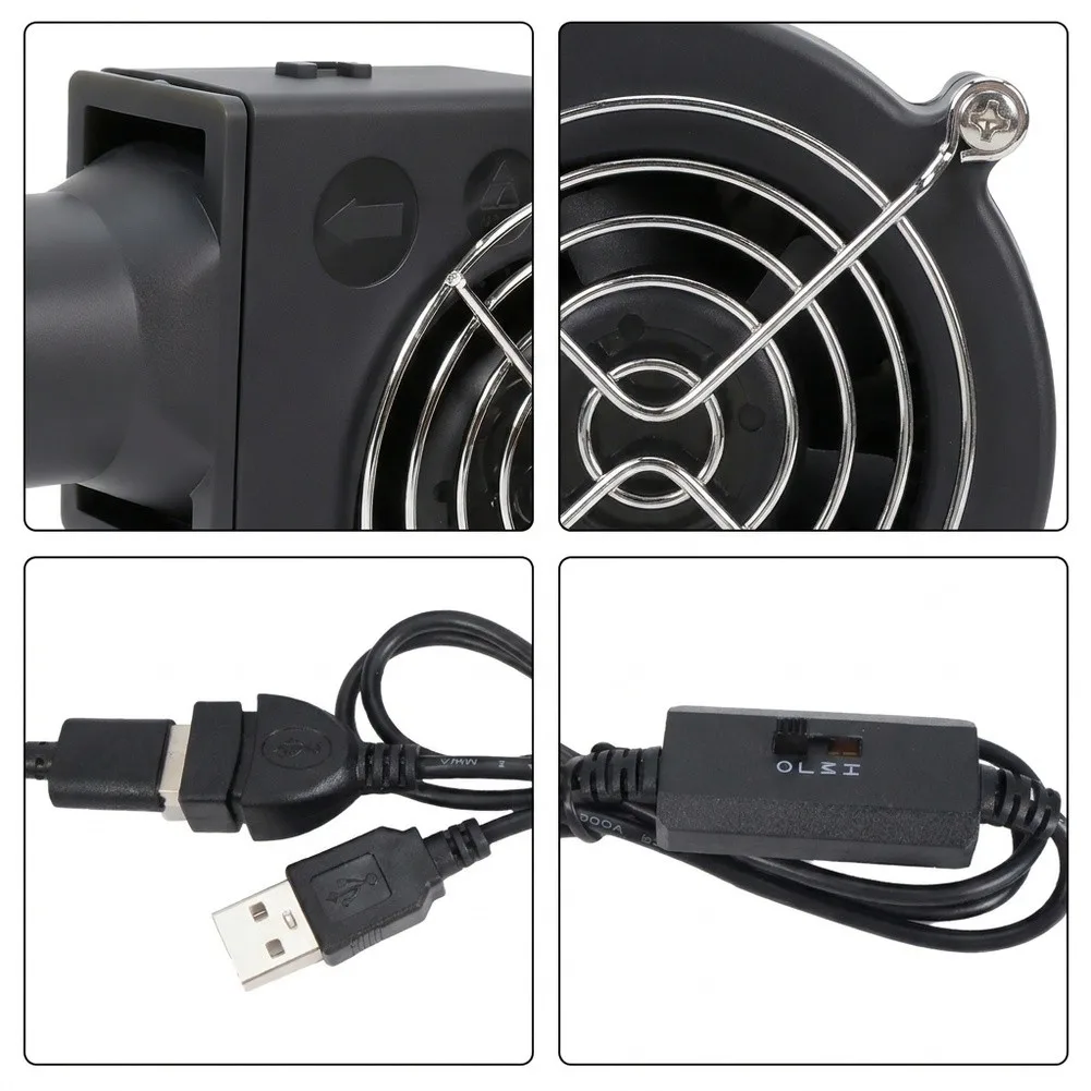 12V USB BBQ Blower Fan 150mm With AC Variable Rate Controller For Charcoal Ignition Wood Stove Fireplace Ventilation Tool