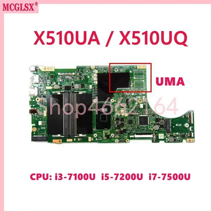 X510UQ/UN  i3/i5/i7 CPU Mainboard For ASUS X510U/UQ/UQR X510UR X510UN/UNR X510UF S510UR S510UN S510U X510UA S5100UQ Motherboard