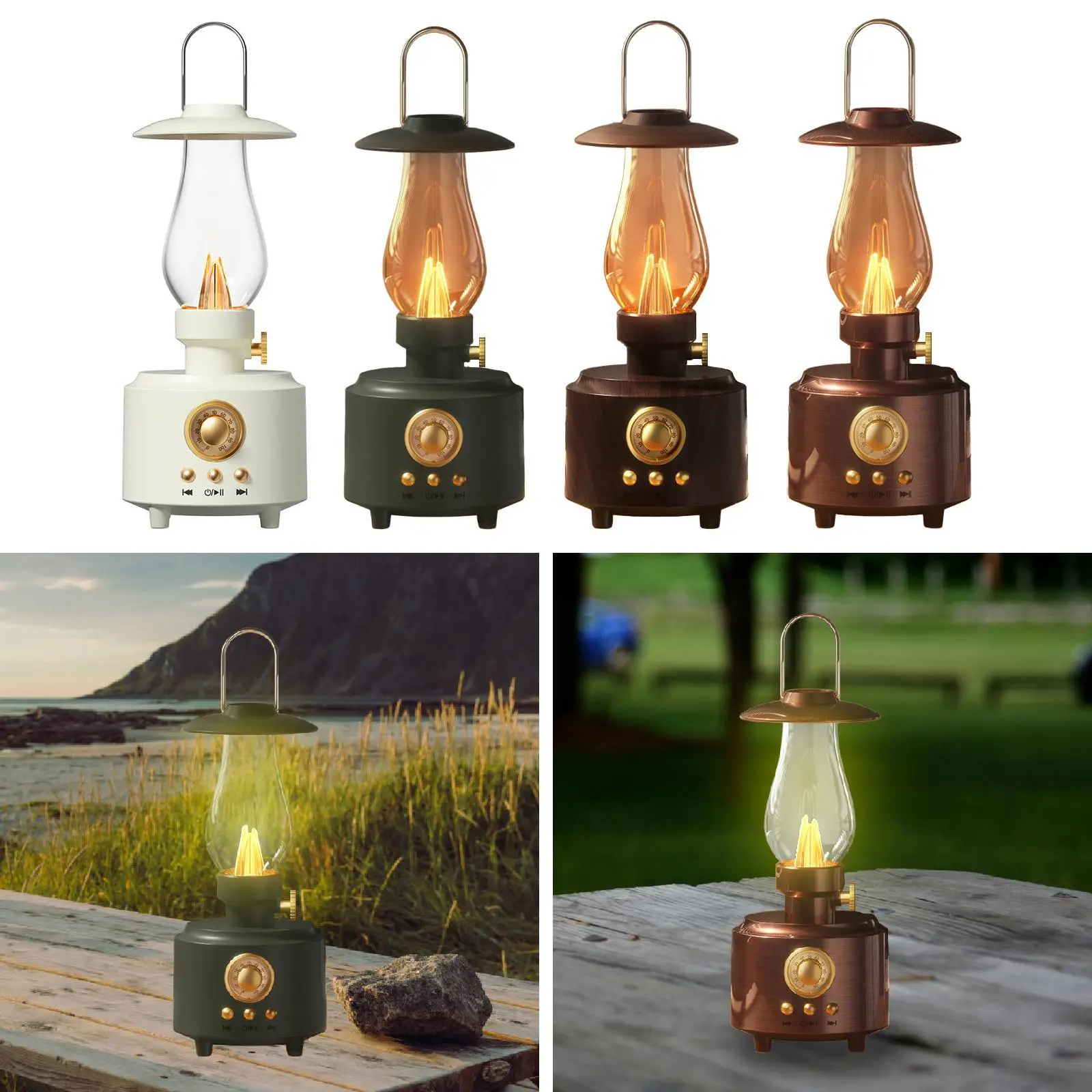 

Retro Table Lamp with Speaker Home Picnic Bedside Lamp Brightness Adjustable