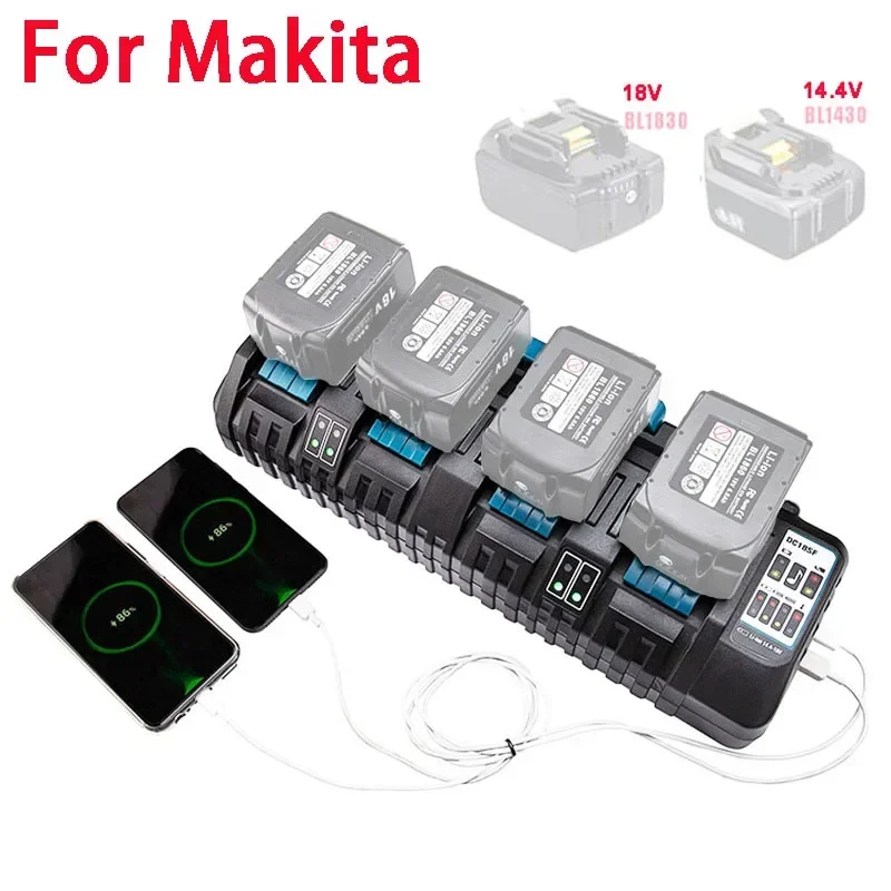 4 Port Li-Ion Batterie Ladegerät Für Makita Für Bosch Für Dewalt Für Milwaukee 14,4 V 18 V 20 V DC18SF DCB104 BS1418 BL1830 AL1860