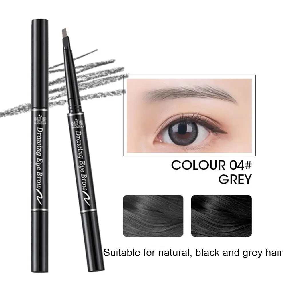 Herramienta de maquillaje de larga duración con pincel triangular doble cabeza lápiz de cejas impermeable