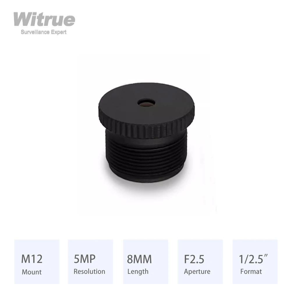 

Witrue No Distortion Lens HD 5MP 8MM M12 Aperture F2.5 Format 1/2.5" with 650nm IR Filter for Security Cameras Sport Cam