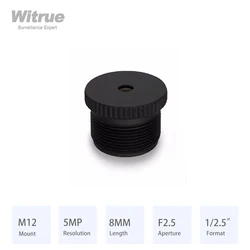 Witrue No Distortion Lens HD 5MP 8MM M12 Aperture F2.5 Format 1/2.5