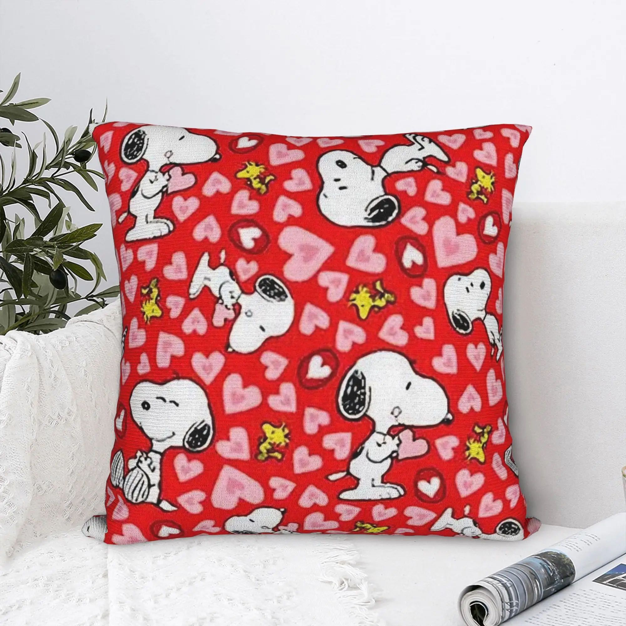 Kawaii Anime S-Snoopys Square Pillow Cases  Cushion Cover Funny Polyester Decor Throw Pillow Case Cover for Home 40x40cm