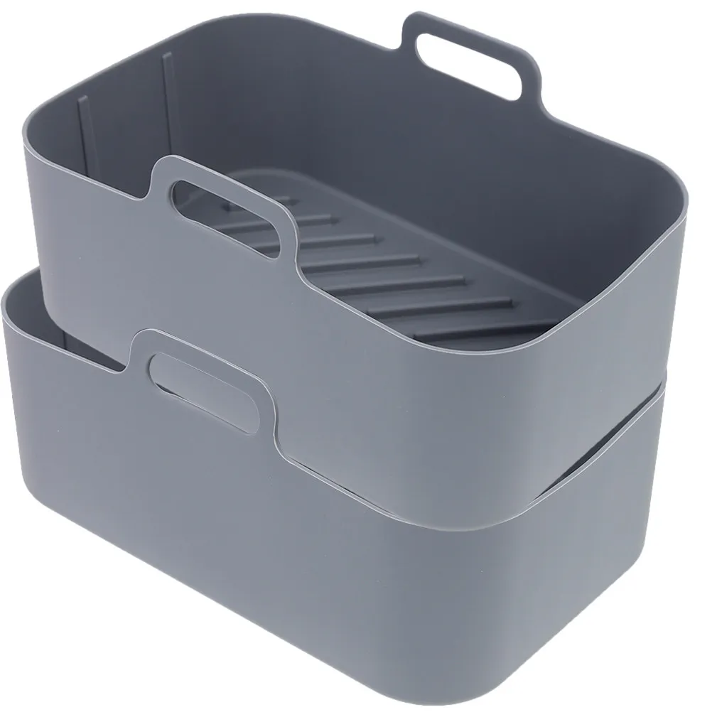 2 Peças de Forro de Silicone Reutilizável para Air Fryer, Antiaderente, Resistente ao Calor, Lavável, para Asas de Frango, Batatas Fritas, Pão e Lanches na Cozinha