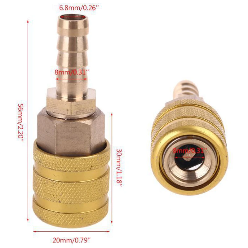 8mm Solid Brass Nozzle Clamp Car Tire Valve Clip Inflation Pump Adapter Air Chuck Inflator Quick Connector Tire Accessories