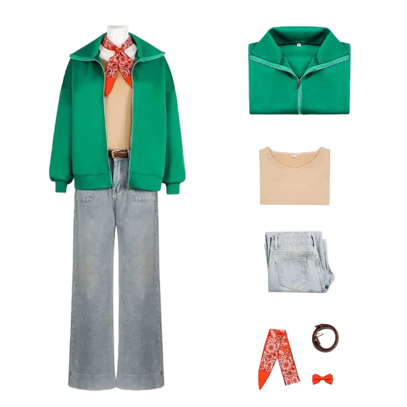 

Movie Witch Bibi Cosplay Top Coat Pants with Accessories Full Set Wizard Casual Wear Uniform Suit Role Play Outfit for Women