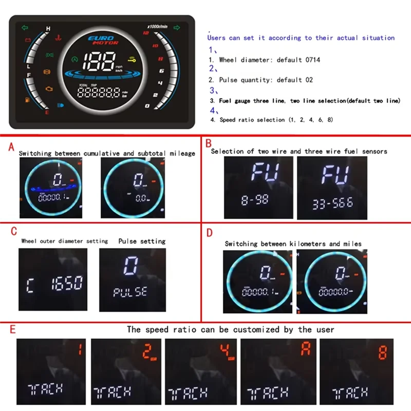 

Motorcycle Speedometer Motorcycle RPM Dashboard Motorcycle Speedometer Withtemperature Device