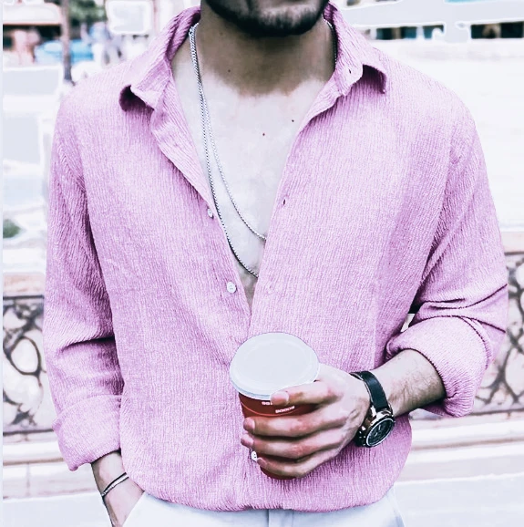 

Мужская одежда - Новая модная повседневная рубашка с длинным рукавом для мужчин 2026 года