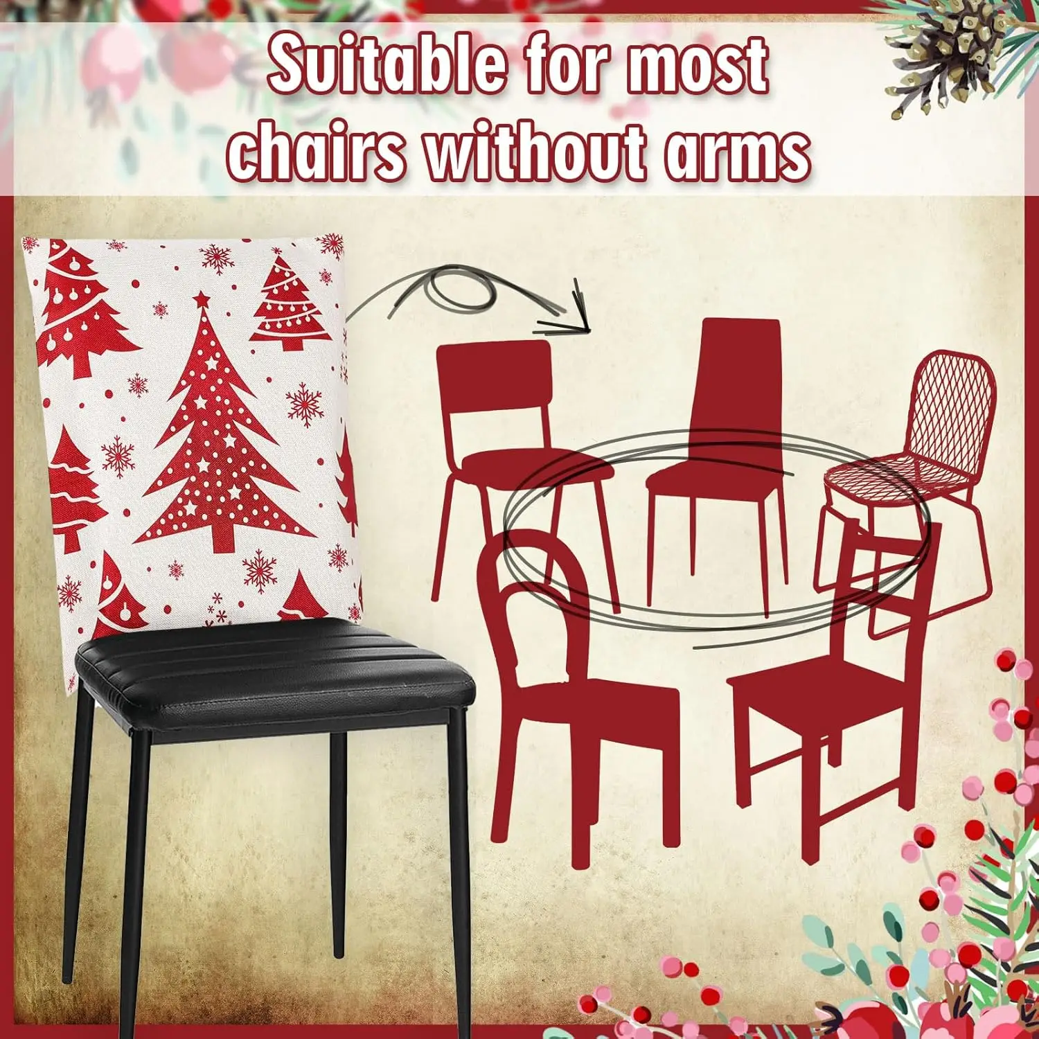 أغطية كراسي عيد الميلاد الجاموس منقوشة سانتا كلوز كرسي الظهر يغطي ثلج عطلة الطعام كرسي أغطية حامي المطبخ #6