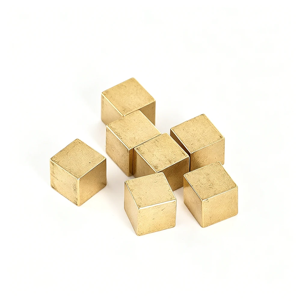 6pcs 10mm Solid Unfinished Brass Cube Figurines Miniatures Educational Density Experiment Science Teaching Collectible Crafts