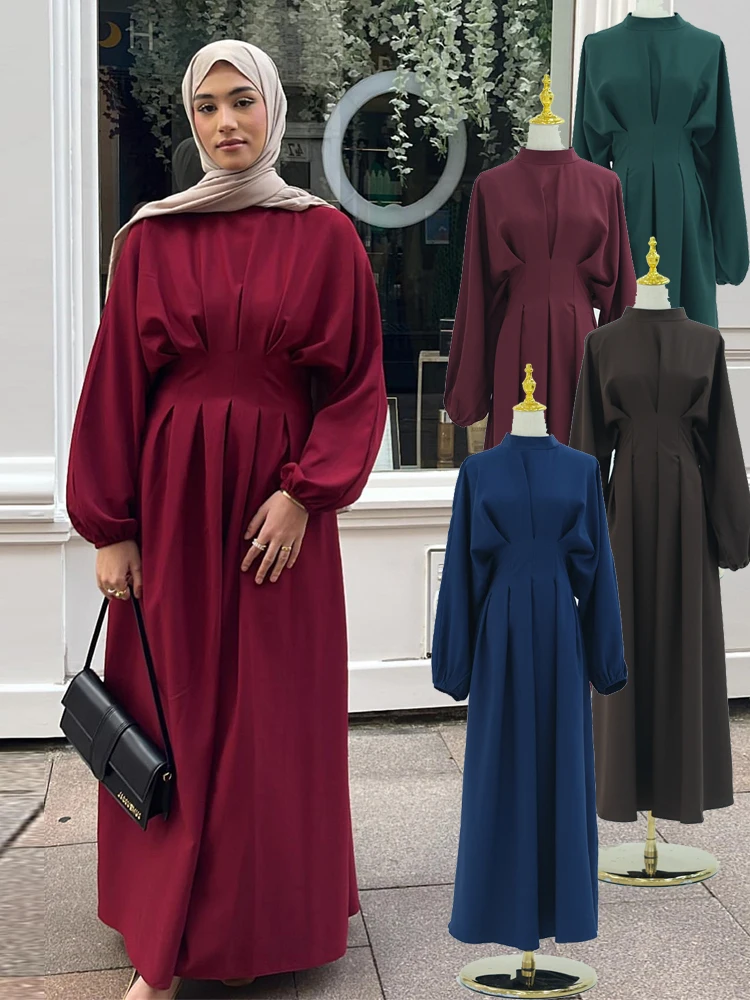 Ramadan lino Abaya Dubai turchia Islam musulmano modesto vestito caftano preghiera vestiti per le donne Kebaya Robe Arabe Femme Musulmane